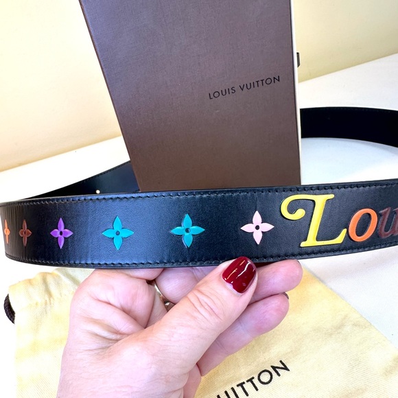 Louis Vuitton Monogram New Wave Black Leather Belt GHW 31.75”-35.75” Box Bag COA - Picture 6 of 12